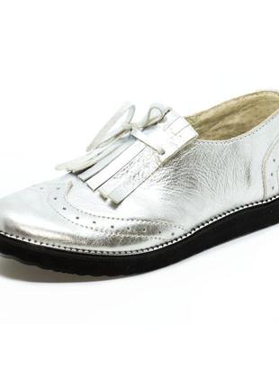 Броги с бахромой winner boots серебристые 7921 38