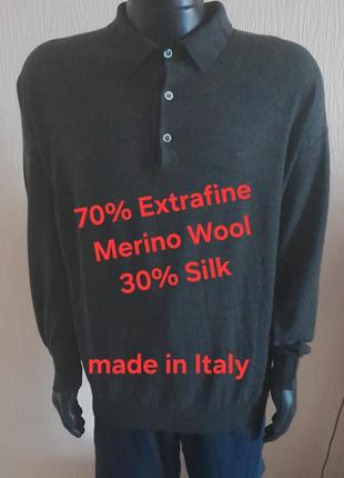 Стильный свитер поло серого цвета andrea fenzi extra fine merino wool/silk made in italy