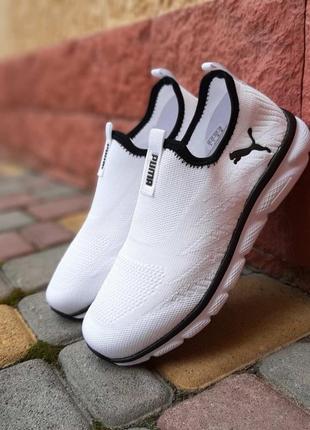 Puma тапки белые мокасины женские текстильные сетка легкие отличное качество весенние летние демисезонные демисезон низкие пума