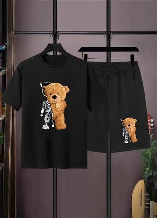 Чоловічий стильний чоловічий літній спортивний костюм-двійка з трендовим принтом