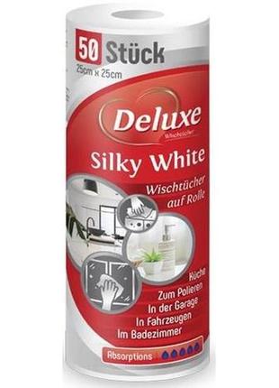 Багаторазові серветки для прибирання deluxe silky white в рулоні 50 шт (4260504880249)