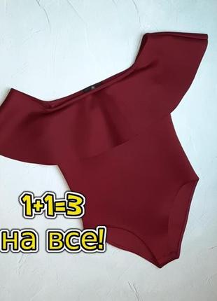 🎁1+1=3 стильный бордовый плотный боди missguided, размер 44 - 46