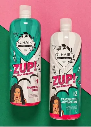 Кератинове випрямлення волосся, набор zup g.hair, 2x1000 ml