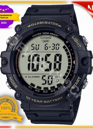 Кварцовий годинник casio ae-1500wh-1avef, чоловічий, плексигласове скло, з таймером та індикацією дати, dc