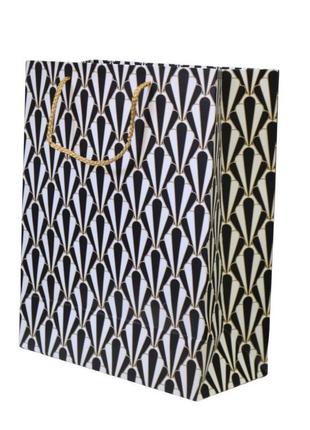 Подарунковий пакет лук 26х12х32см декор чорний з золотом