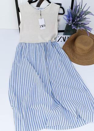 Комбінована трикотажна сукня зі смугастим низом від zara, розмір s