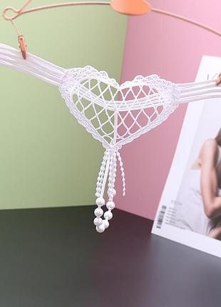 8-162 трусики з перлинками стринги с жемчужной нитью стринги с бусинками сексуальное белье