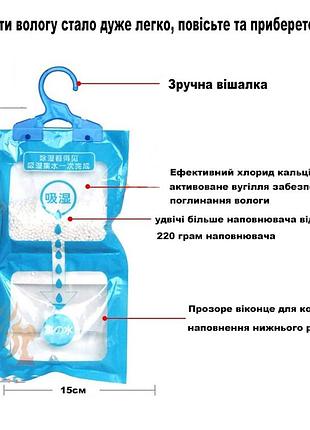 Поглотитель влаги и неприятного запаха для вещей. влаговпитыватель подвесной 230гр от влаги