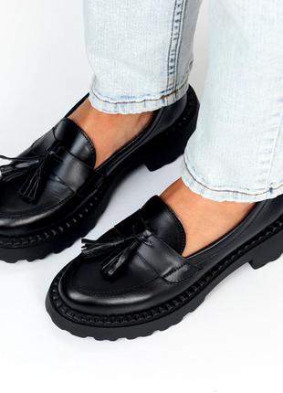 Кожанные туфли лоферы