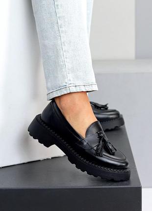 Кожанные туфли лоферы