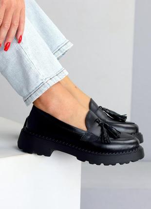 Кожанные туфли лоферы