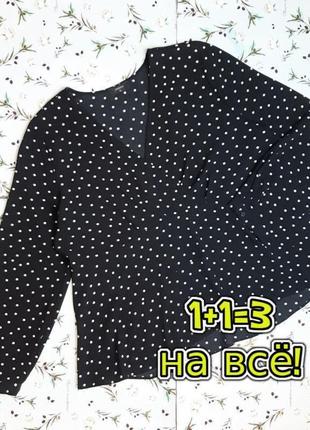 🎁1+1=3 красивая черная блуза в горошек с длинным рукавом papaya, размер 54 - 56