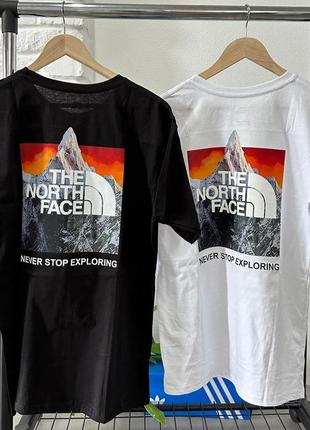Футболка the north face с оранжевым принтом "горы" #tnf
