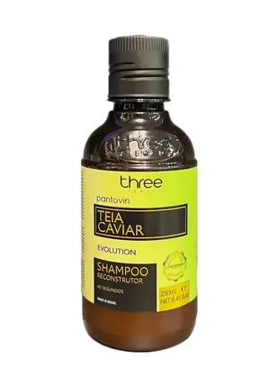 Шампунь для крихкого волосся, three therapy, shampoo teia caviar, 250g