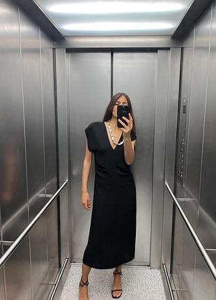 Zara чорна сукня плаття з драпіровкою