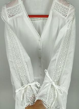 Mango нереально гарна батистова сорочка з мереживом