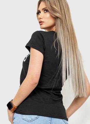 Футболка женская с принтом, цвет черный, 221r30634 фото