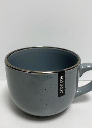 Чашка керамічна 480 мл із золотим обідком ardesto bagheria grey ar2648grey