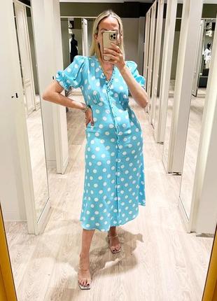 Яскрава сукня сорочка міді в горошок marks&spencer
