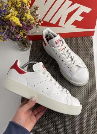 Оригинальные кожаные кроссовки на высокой платформе adidas stan smith