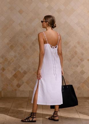 Платье-комбинация миди из льна