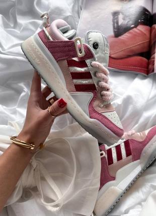 Жіночі шкіряні кросівки adidas forum low bad bunny white pink