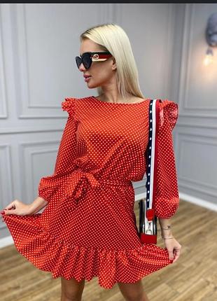 Сукня червона в горох💥