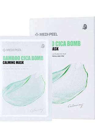 Medi-peel bamboo cica bomb calming mask leave заспокійлива тканинна маска з центеллою і бамбуком