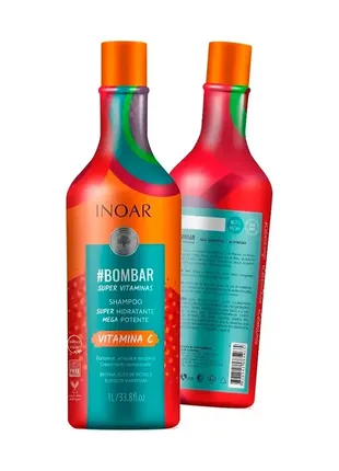 Безсульфатний шампунь вітамін с для росту волосся, inoar bombar, 1000 ml
