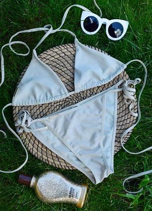 Купальник раздельный треугольники бежевый