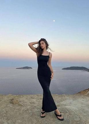 🌈4! шикарное длинное облегающее женское платье макси максы женское черное платье длинное длинное черное платье на бретелях