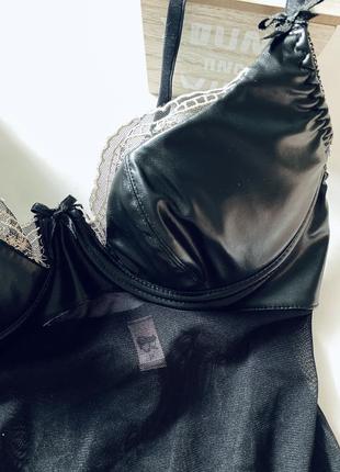 Пенюар топ с шкіряним бюстгм