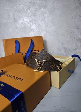 Двусторонний кожаный ремень в стиле louis vuitton