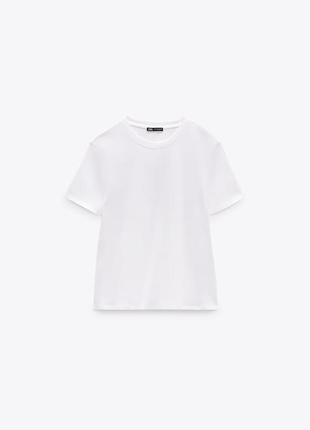 Zara белоснежная хлопковая футболка базовая