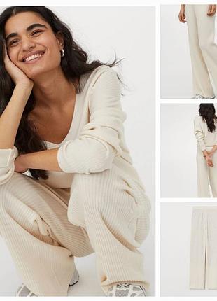 Прямые широкие брюки в рубчик h&m m размера