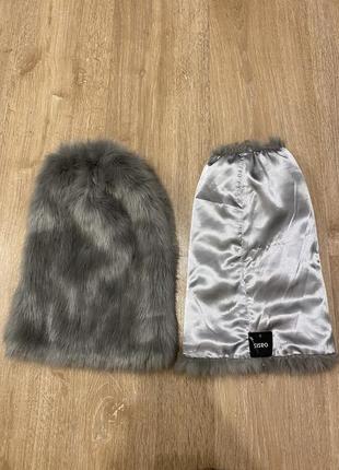 Меховые серые гетры y2k винтаж