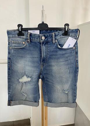 Джинсовые шорты с потертостями h&m