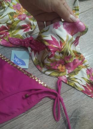 34е,75е,м/40,hunkemoller яркий раздельный купальник на косточках,новый