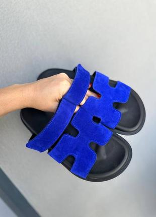 Шлепанцы, к148, электрик, натуральная замша