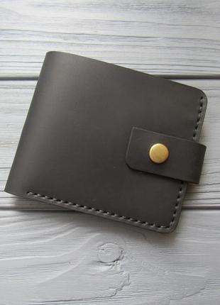 Классическое черное мужское портмоне ручной работы из винтажной кожи_подарок мужчине2 фото