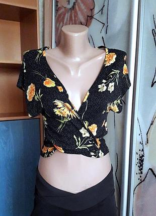 Тонкая, нежная стрейчевая укороченная блуза, топ из натуральной вискозы, 
44?-46-48?, primark