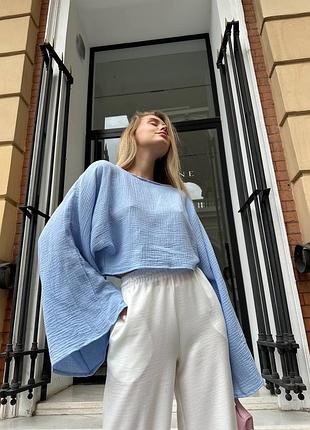 Блуза женская муслиновая однотонная / блуза женская ткань муслин / есть обмен / женские вещи блузы летние / легкая блуза молоко / торг / обмен