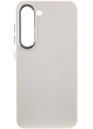 Шкіряний чохол bonbon leather metal style для samsung galaxy s23, білий / white