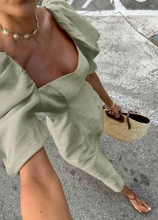 Лляна трендова сукня жовтий, беж, рожевий, блакитний, олива