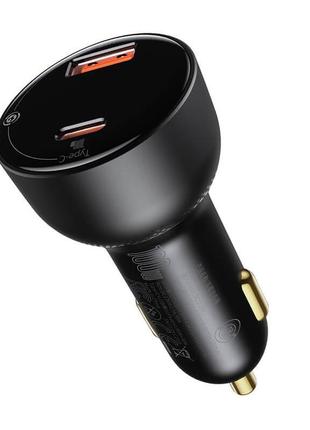 Адаптер автомобильный baseus superme digital display pps dual quick charger 1usb/1type-c, 5a, 65+30w, qc/pd|