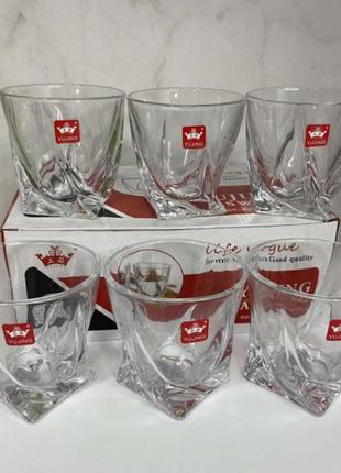 Стаканы для виски quadro 300 мл 6 шт набор бокалов для виски стаканы для виски с толстым дном