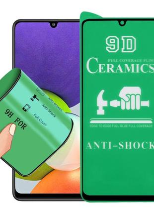 Противоударная защитная пленка ceramics для samsung a225 galaxy a22 (2021) full glue (0.3 мм, 9d) черная