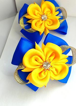 Шкільні бантики в жовто блакитному кольорі,модель 0031