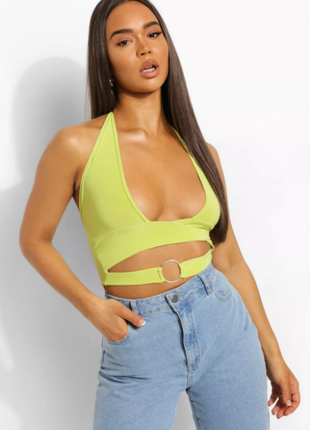 Лаймовый топ с кольцом boohoo