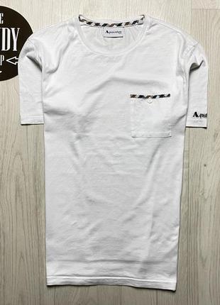 Мужская белая футболка aquascutum, размер по факту м